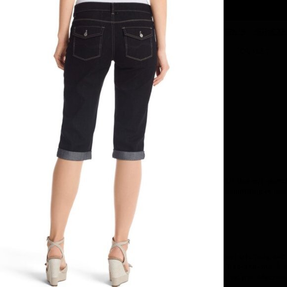 White House Black Market Pedal Pusher Capri Noir Jeans - Picture 3 of 11